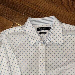 Lauren Ralph Lauren White Shirt with Blue Dots